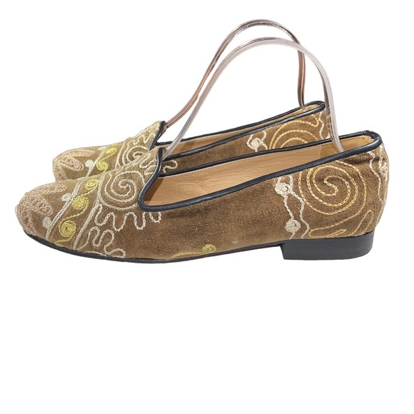 Velvet Road Brown Tan Gold Embroidered Ballet Flats womens shoes size 7.5 - Picture 10 of 15